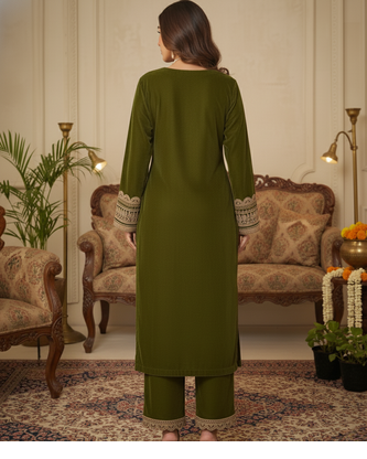 Mehendi Velvet Gotta Work Kurta set 3