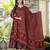 Women cotton printed round nack 3/4 sleeves calf length flared kurta pant and dupatta set