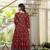 Women cotton printed round nack 3/4 sleeves calf length flared kurta pant and dupatta set