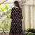 Women cotton printed round nack 3/4 sleeves calf length flared kurta pant and dupatta set