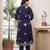 Women cotton printed v-nack 3/4 sleeves calf length flared kurta pant and dupatta set
