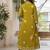 Women cotton printed v-nack 3/4 sleeves calf length flared kurta pant and dupatta set