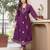 Women cotton printed v-nack 3/4 sleeves calf length flared kurta pant and dupatta set