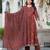 Women cotton printed round nack 3/4 sleeves calf length flared kurta pant and dupatta set