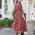 Women cotton printed round nack 3/4 sleeves calf length flared kurta pant and dupatta set