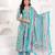 Women cotton printed v-nack 3/4 sleeves calf length angrakha kurta pant and dupatta set