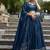 Navy blue Chanderi Plain With Zari Weaving Work Lehenga set with blouse and dupatta