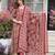Women cotton printed v-nack 3/4 sleeves calf length flared kurta pant and dupatta set