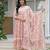 Women cotton printed round nack calf length flared kurta pant and dupatta set