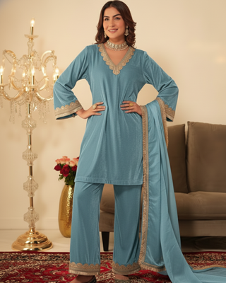 Sky Blue Gotta Work Kurta set  1