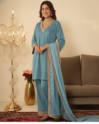 Sky Blue Gotta Work Kurta set  2