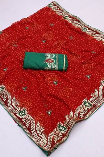 georgette saree with designer c-pallu zari work party wear saree with  silk blend blend blouse