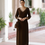 Brown Velvet Readymade Long Kurti Set with Potli Bag