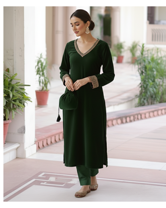 Gotta Lace Kurta set Potli bag 2