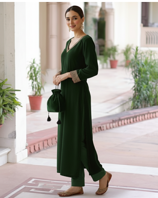 Gotta Lace Kurta set Potli bag 4