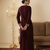 Ethnic Maroon Velvet Straight Fit with Potli bag 