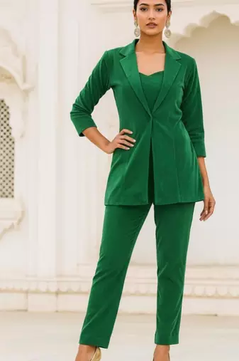 green velvet coord set