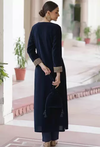 Navy Blue embroidered Kurta set