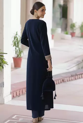 Navy Blue embroidered Kurta set