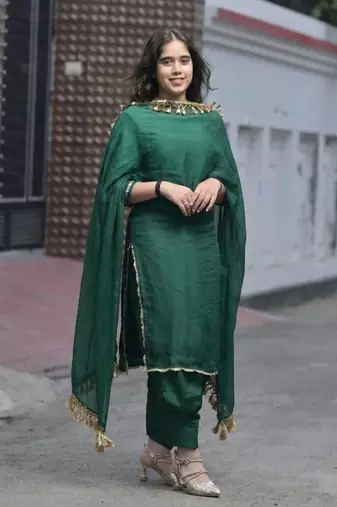 Green Cotton Silk Kurta set