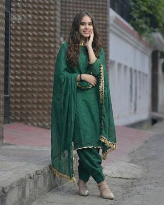 Green Cotton Silk Kurta set 2