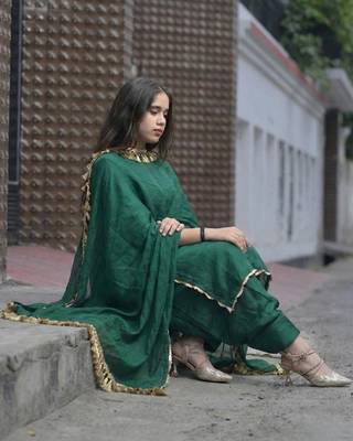 Green Cotton Silk Kurta set 3