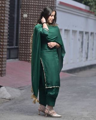 Green Cotton Silk Kurta set 4