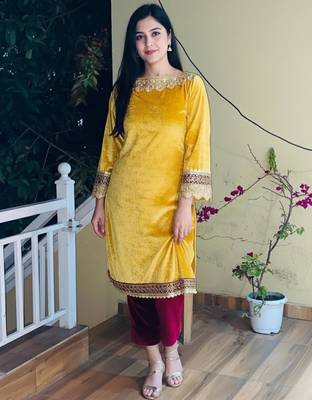 Yellow Gotta Lace Kurta set 2