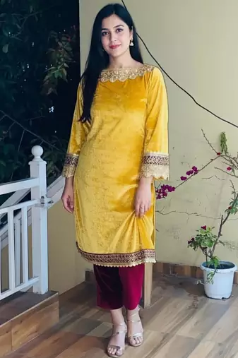 Yellow Gotta Lace Kurta set