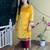 Yellow Velvet Kurti with Heavy Gotta Lace Work & Maroon Pant 