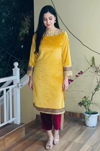 Yellow Gotta Lace Kurta set