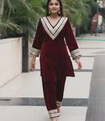 Maroon Heavy Gotta Work Indian Outfit for Weddings