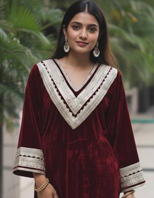Maroon Heavy Gotta Kurta set 2