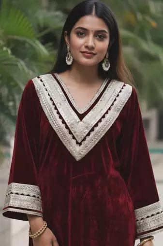 Maroon Heavy Gotta Kurta set