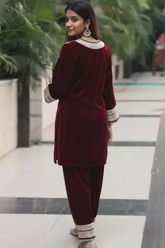 Maroon Heavy Gotta Kurta set