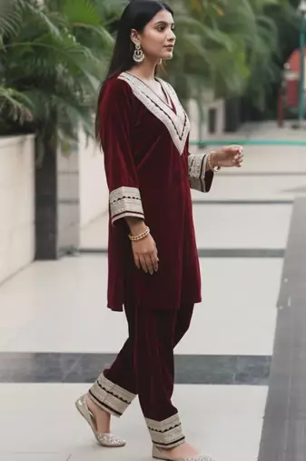 Maroon Heavy Gotta Kurta set