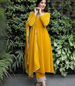 Yellow Velvet Kurta set