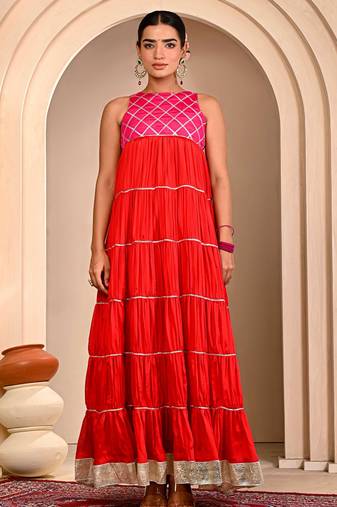 Rust orange cosmo aaina kurta set