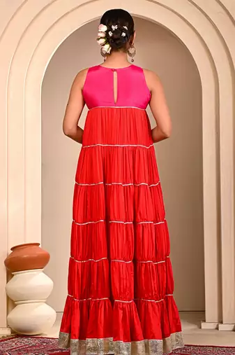 Rust orange cosmo aaina kurta set