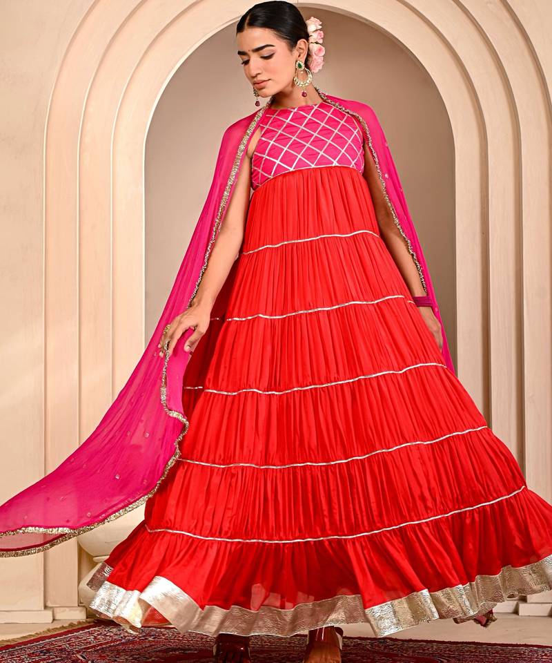 Rust orange cosmo aaina kurta set