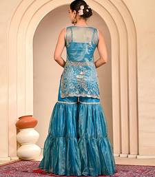 Blue embroidered garara set