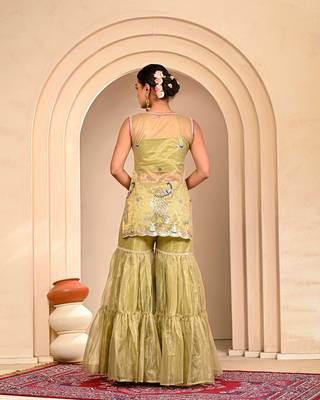 Mint green embroidered garara set 4