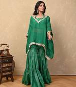 Green organza lurex kaftan set