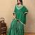Green organza lurex kaftan set
