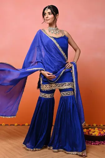 Blue aaina chinon garara set