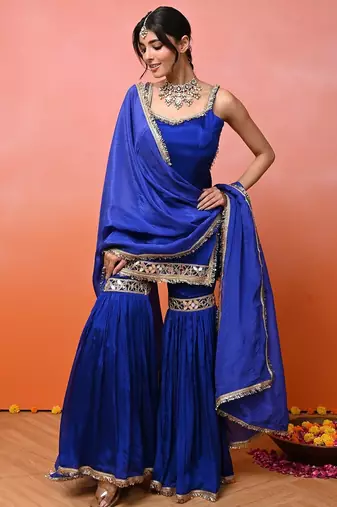 Blue aaina chinon garara set