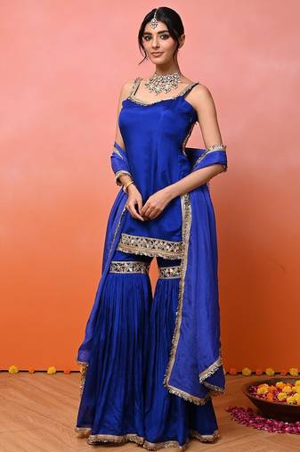 Blue aaina chinon garara set