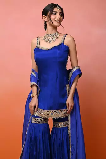 Blue aaina chinon garara set