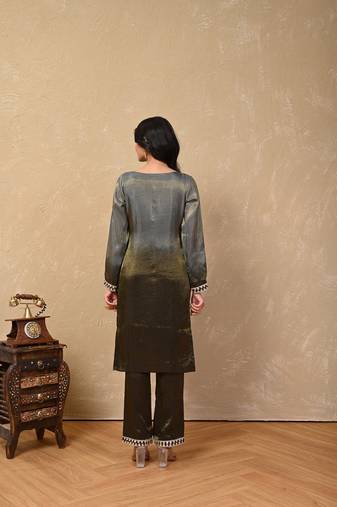 Grey-black ombre kurta set