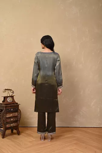 Grey-black ombre kurta set